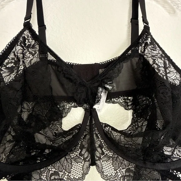 NWT Torrid Black Lace Unlined Plunge Underwire Bra Size 4 - Picture 7 of 9